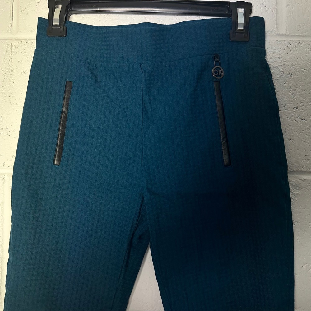 Calvin Klein Teal Textured Zipper Pocket Pants Women's‎ Size 6